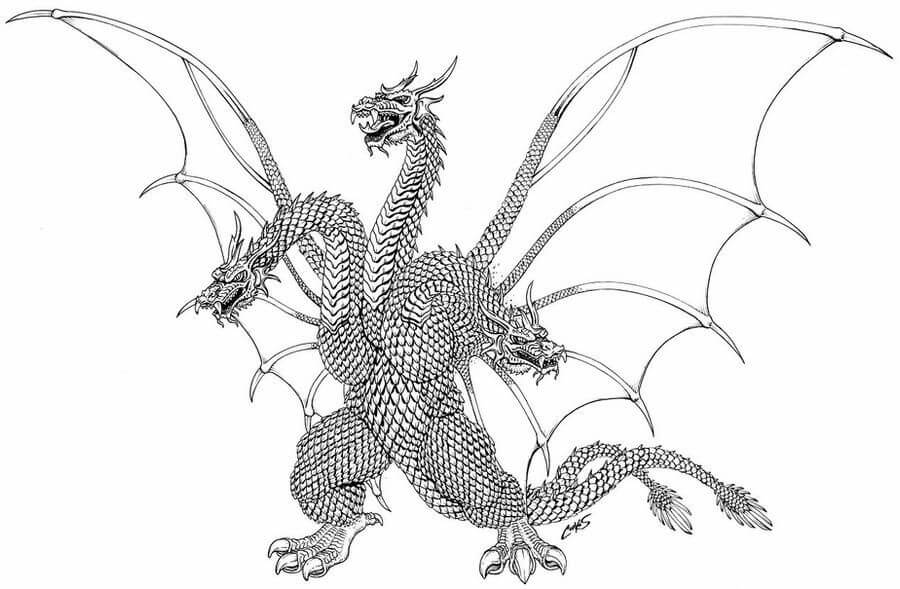 Dibujo de Ghidorah Adulto para Colorear