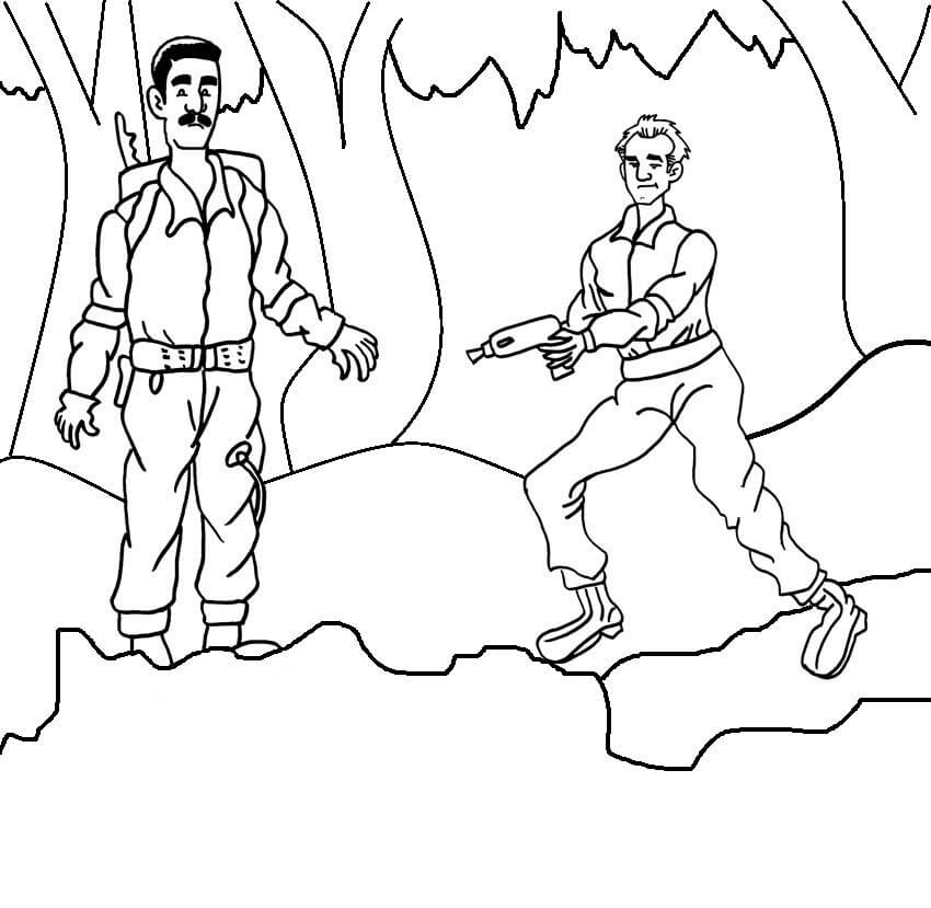 Dibujo de Básico Dos Personajes de Cazafantasmas para Colorear
