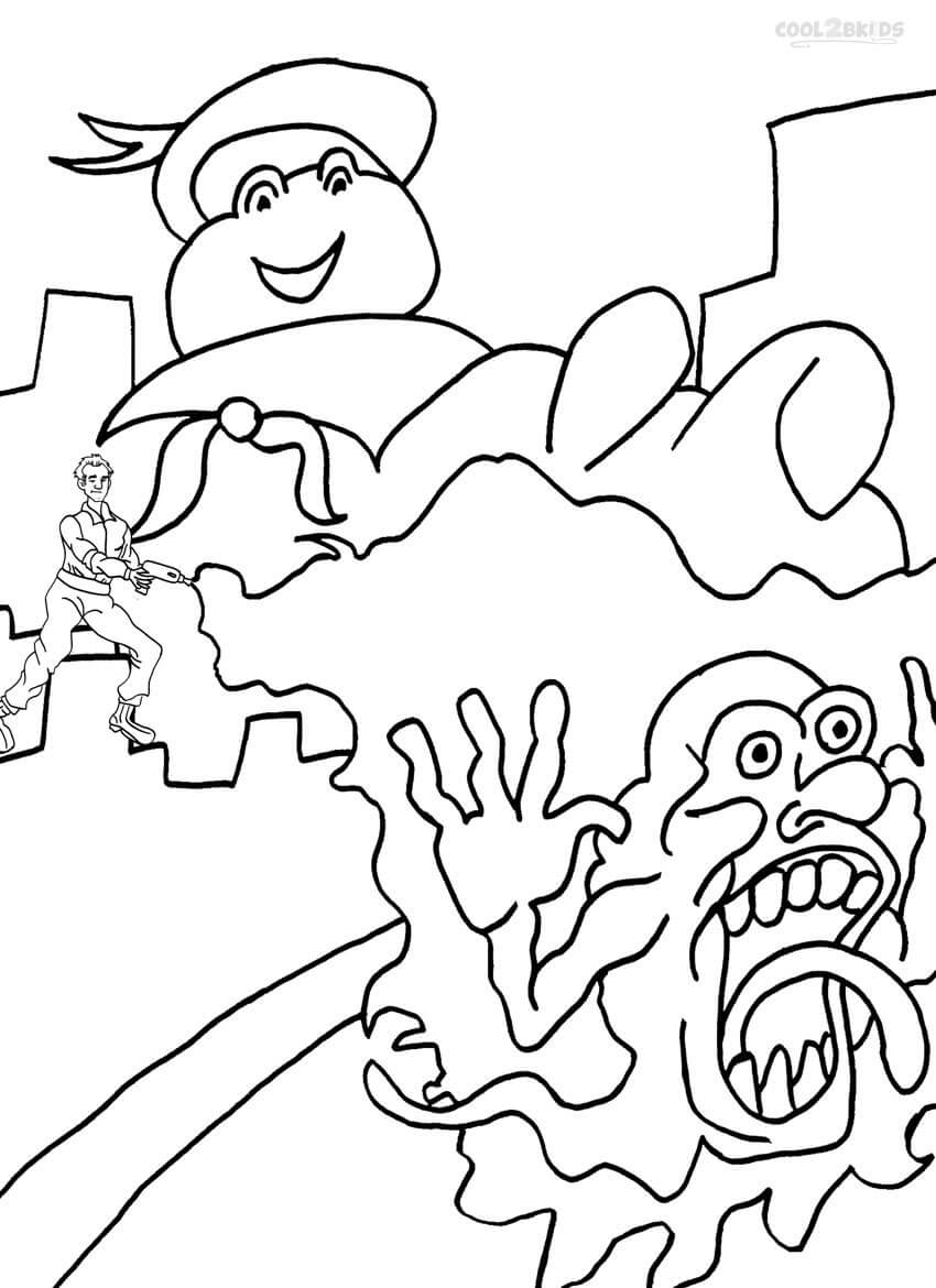 Dibujo de Cazafantasmas Vs Fantasma para Colorear