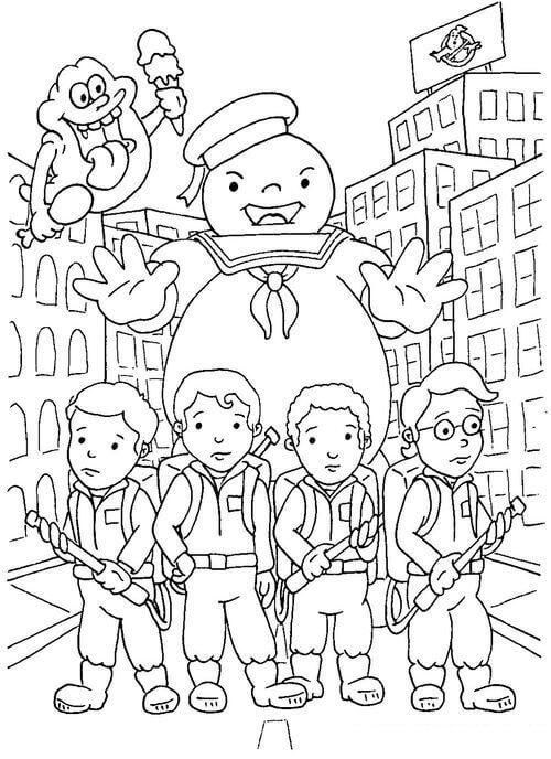 Dibujo de Cazafantasmas y Amigos para Colorear