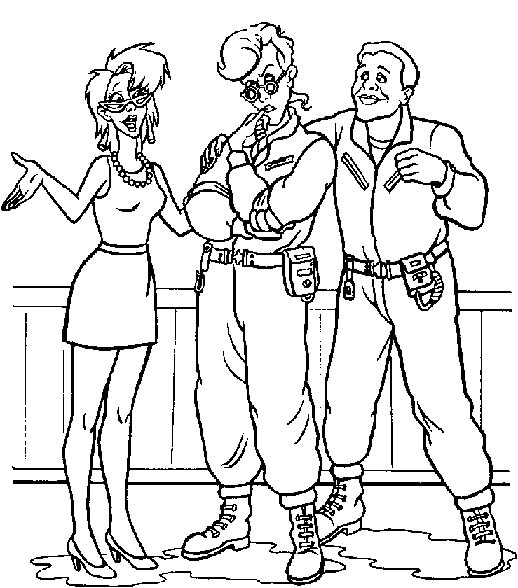 Dibujo de Dibujando Tres Personajes de Cazafantasmas para Colorear