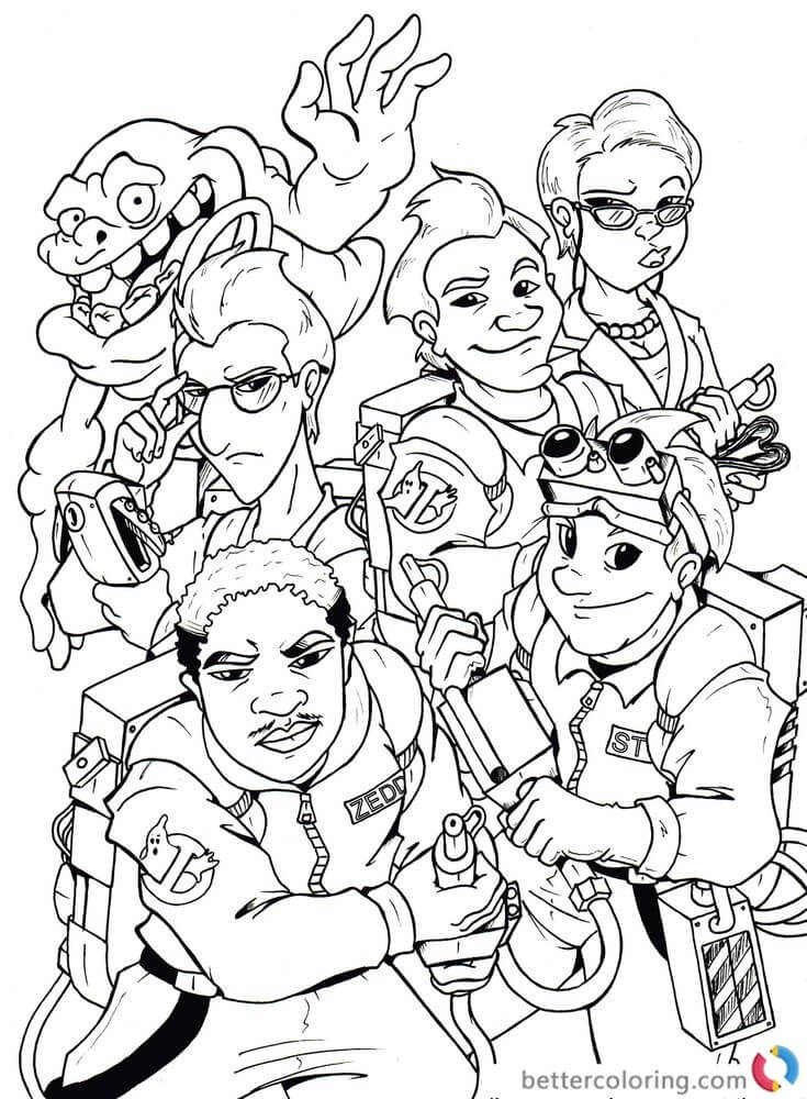Dibujo de Todos los Personajes de Cazafantasmas para Colorear