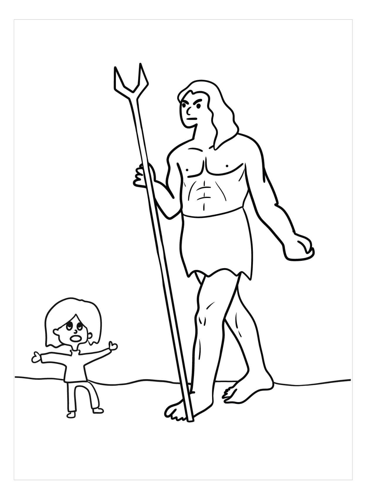 Dibujo de Gigante Enojado y Nio para Colorear