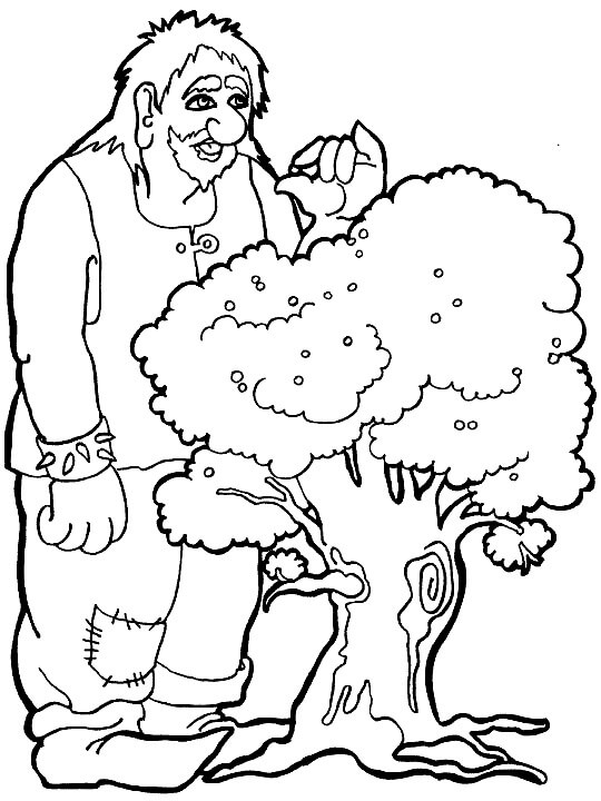 Dibujo de Gigante y Rbol para Colorear