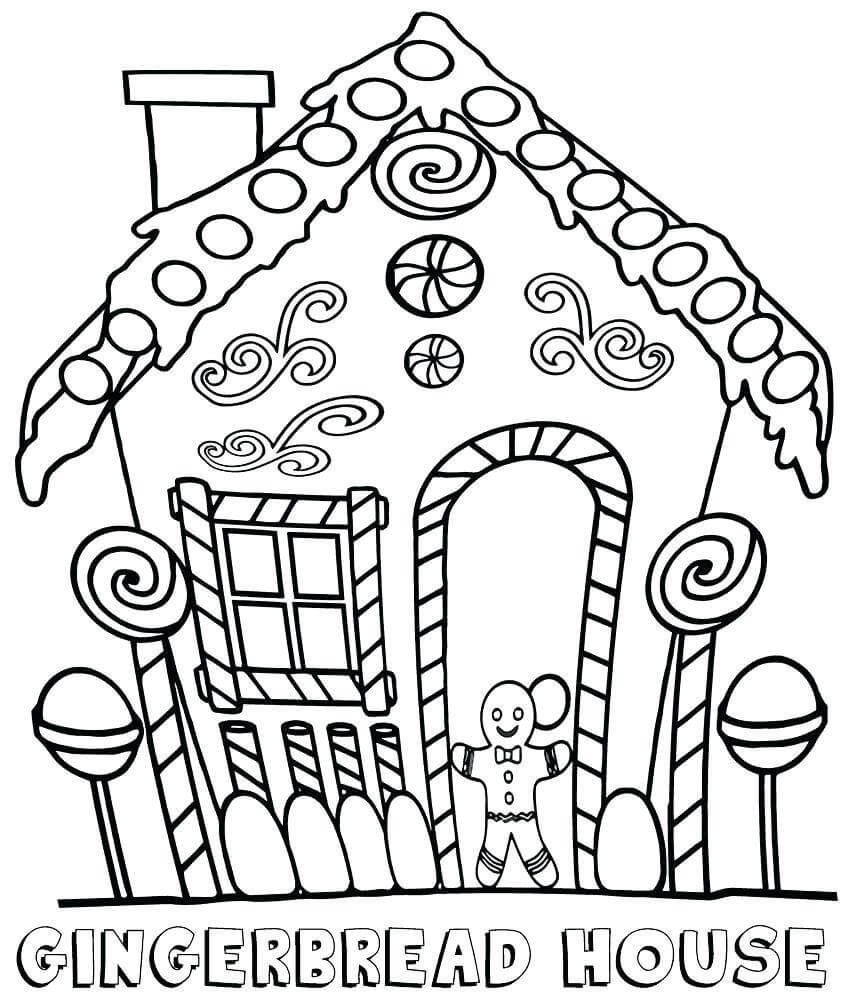Dibujo de Encantadora Casa de Pan de Jengibre para Colorear