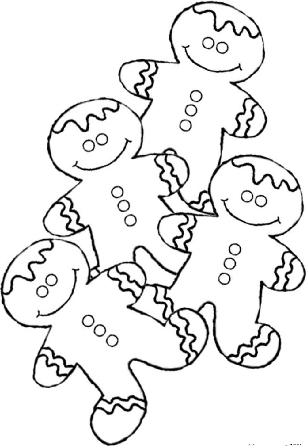 Dibujo de Hombre de Pan de Jengibre Cuatro para Colorear