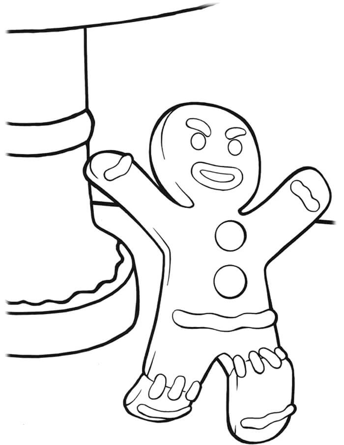 Dibujo de Hombre de Pan de Jengibre Feliz para Colorear