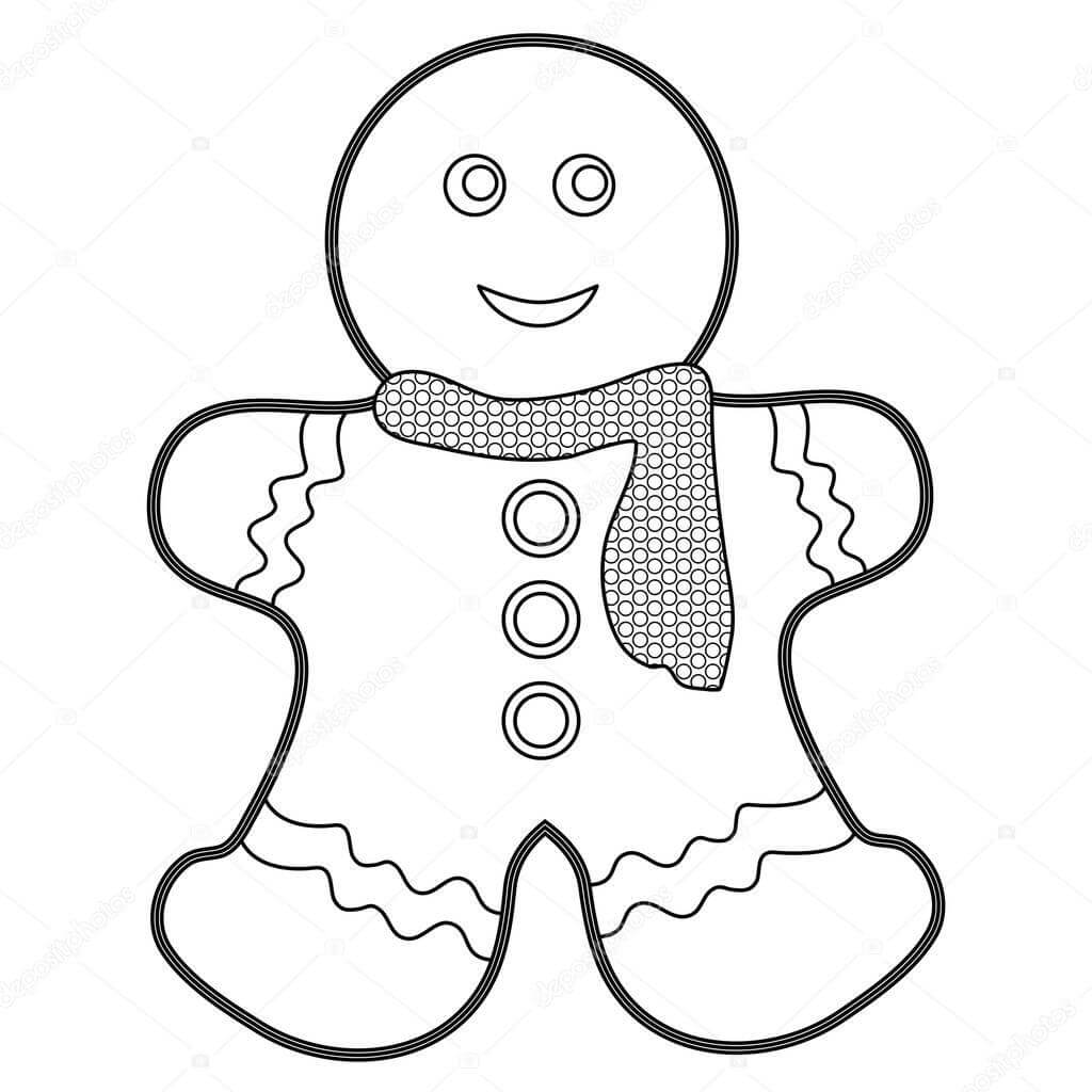 Dibujo de Hombre de Pan de Jengibre Invierno para Colorear