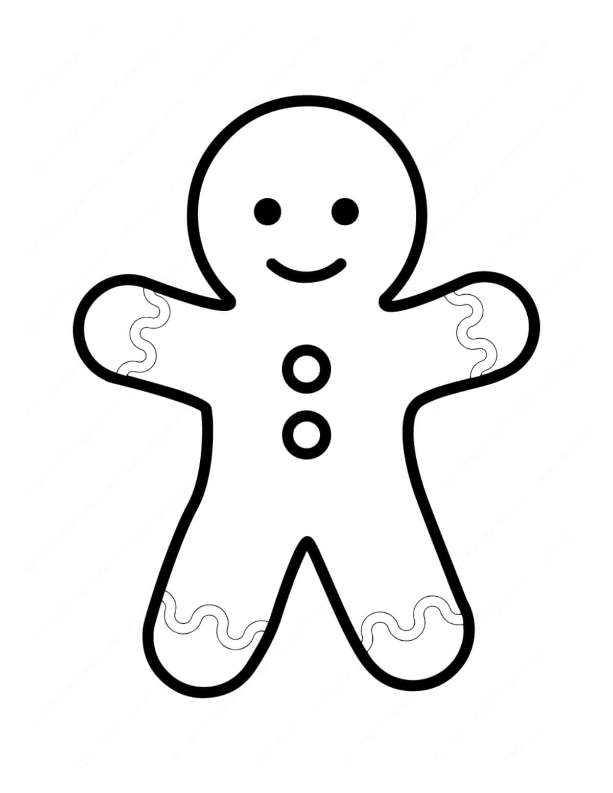 Dibujo de Hombre de Pan de Jengibre Simple para Colorear