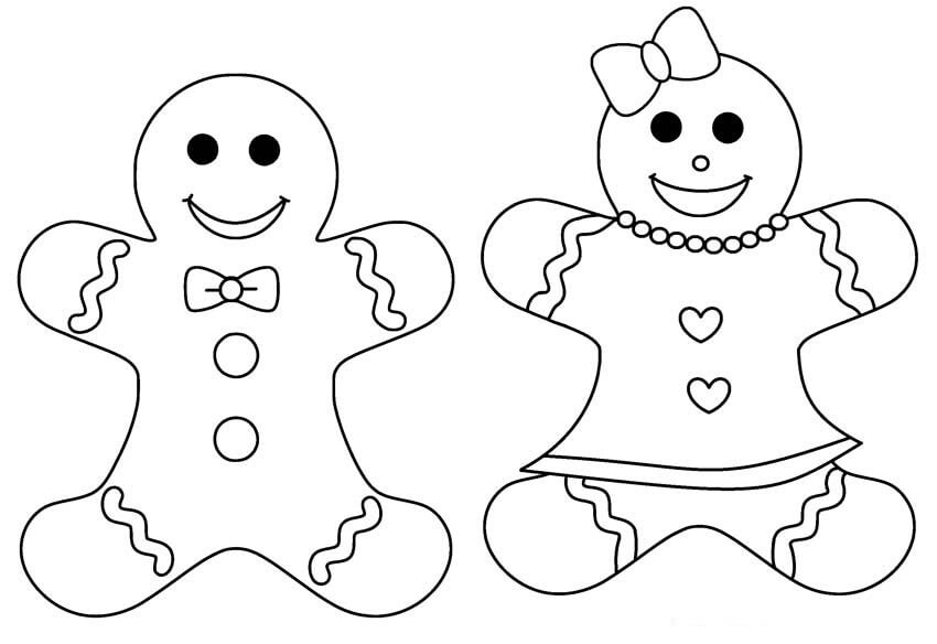 Dibujo de Hombre de Pan de Jengibre y Nia de Pan de Jengibre para Colorear