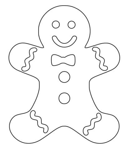 Dibujo de Hombre de Pan de Jengibre Bsico para Colorear