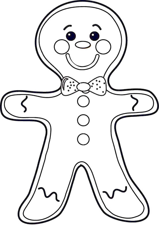 Dibujo de Hombre de Pan de Jengibre Gracioso para Colorear