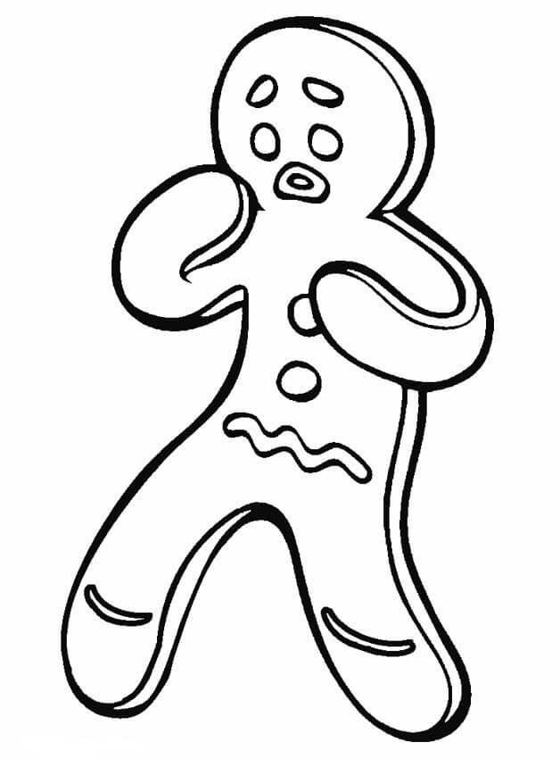 Dibujo de Hombre de Pan de Jengibre Triste para Colorear