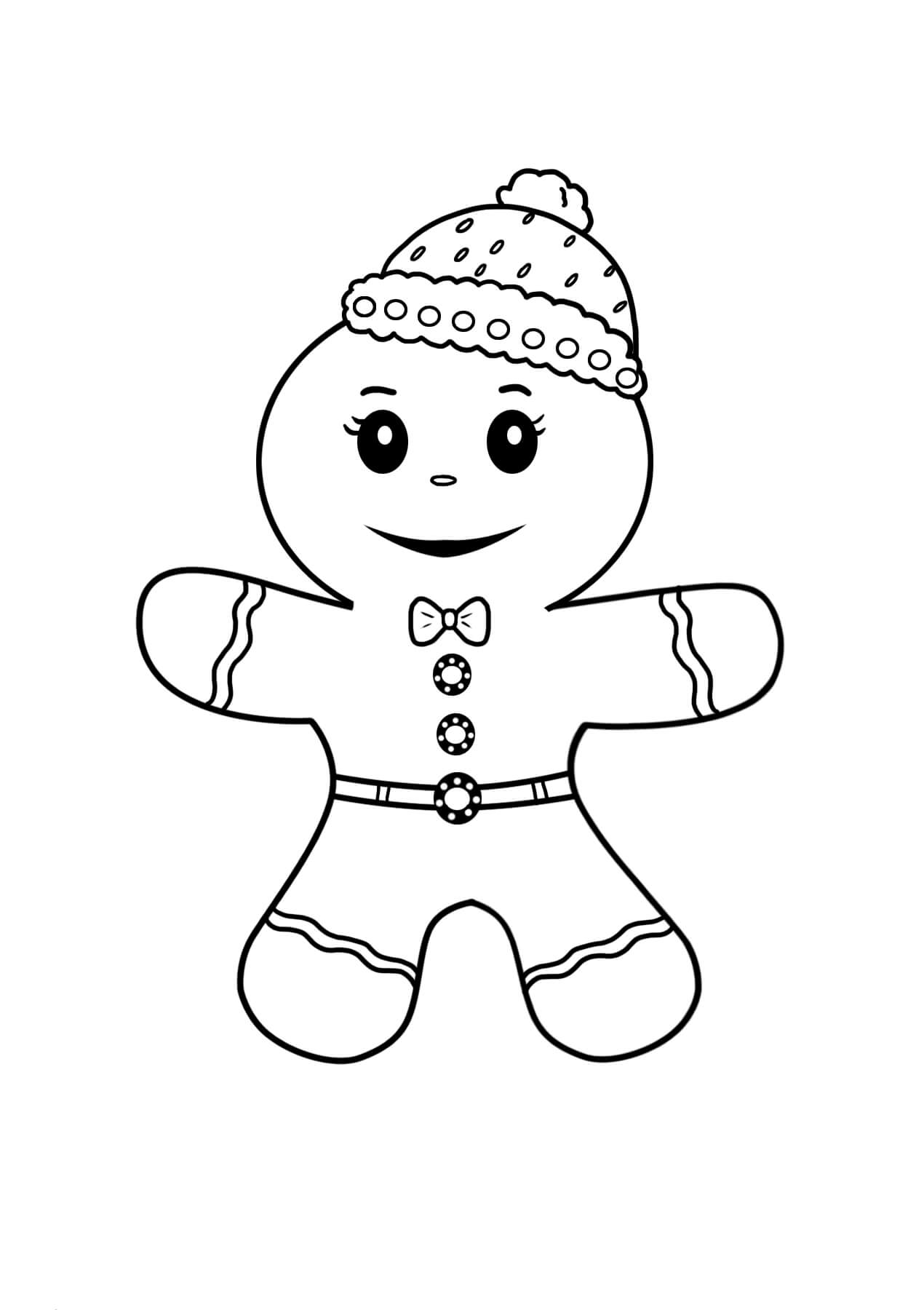 Dibujo de Hombre de Pan de Jengibre en Invierno para Colorear