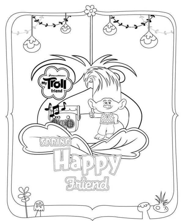Dibujo de Amigo Feliz de Primavera para Colorear