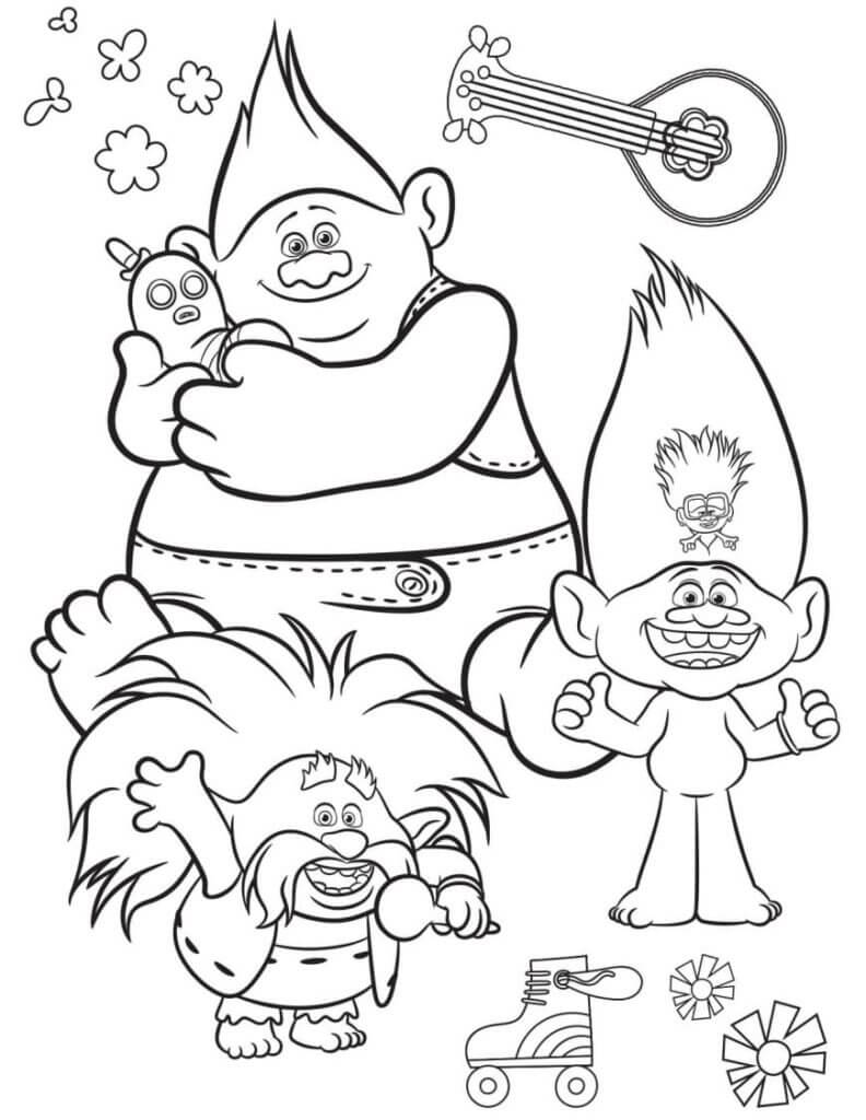 Dibujo de Msicos Trolls para Colorear