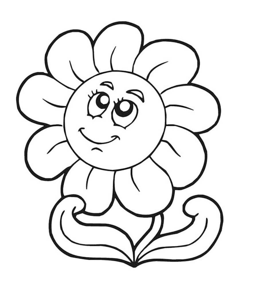 Dibujo de Animados de Girasol Sonriendo para Colorear