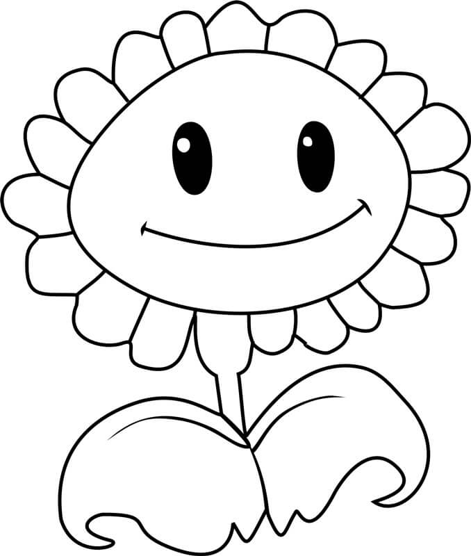 Dibujo de Girasol Sonriendo de Plant Vs Zombie para Colorear