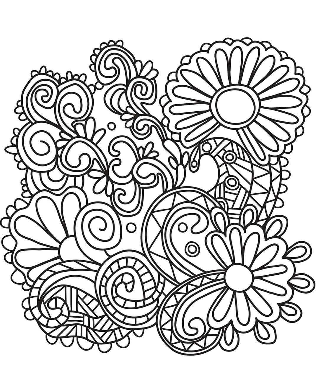 Dibujo de Girasoles Garabato Arte para Colorear