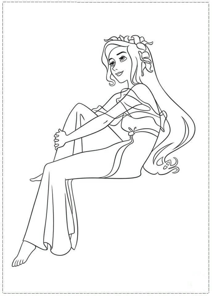 Dibujo de Giselle Sentada para Colorear