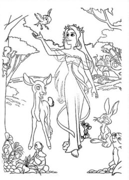 Dibujo de Giselle y Animal para Colorear