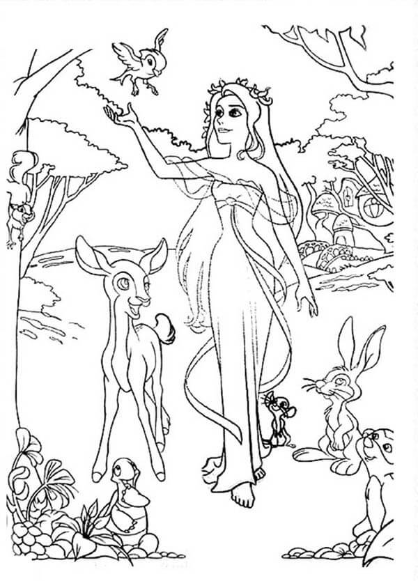 Dibujo de Giselle y Animal para Colorear
