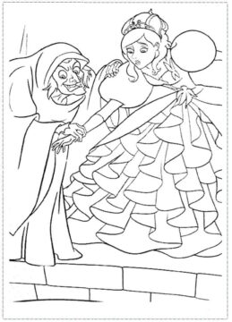 Dibujo de Giselle y Bruja para Colorear