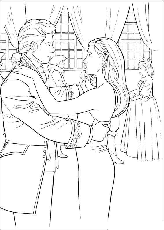 Dibujo de La Princesa Giselle y el Prncipe Bailarn para Colorear