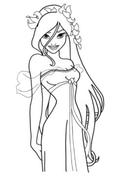 Dibujo de Princesa Giselle Sonriendo para Colorear