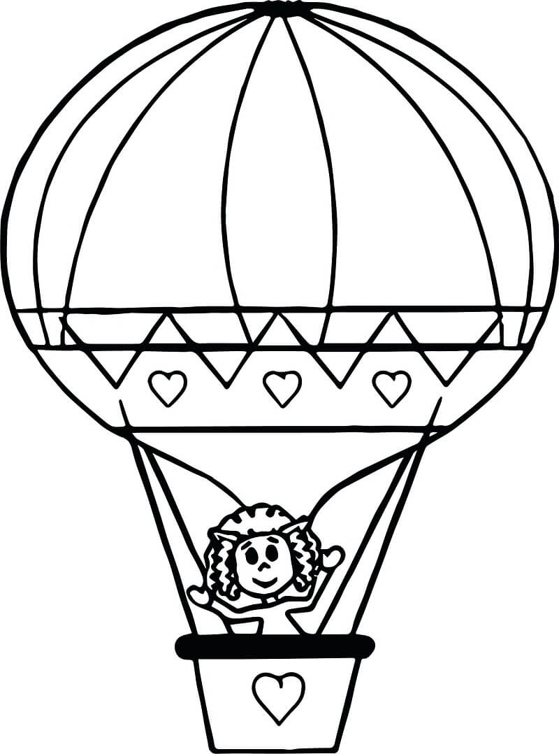 Dibujo de Adorable Globo Aerosttico para Colorear