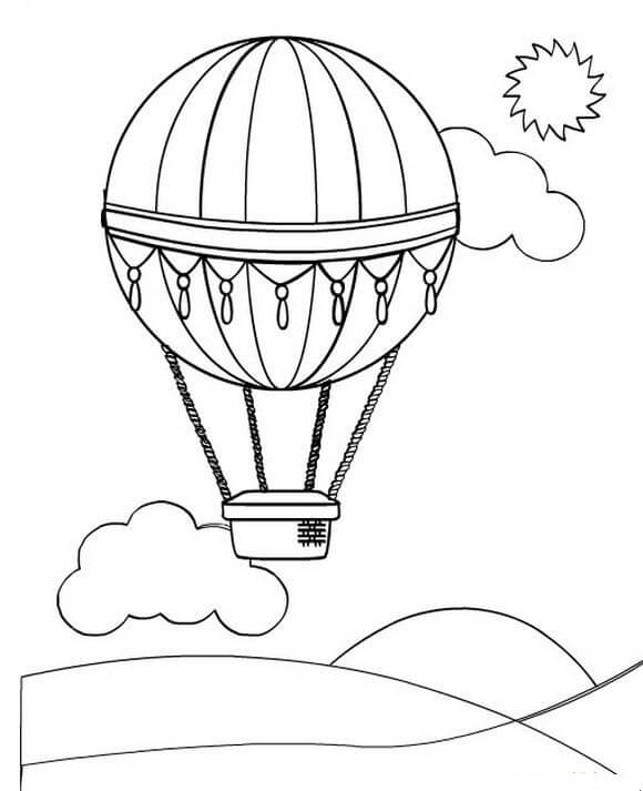 Dibujo de Bonito Globo Aerosttico para Colorear