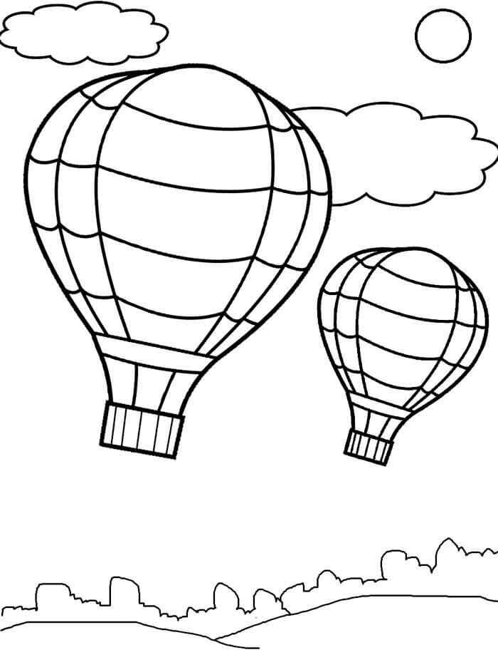 Dibujo de Dos Buenos Globos Aerostticos para Colorear