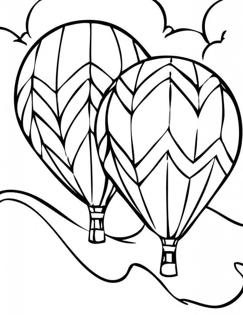 Dibujo de Dos Globos Aerostticos para Colorear