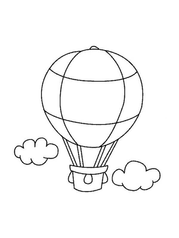 Dibujo de Globo Aerosttico y Nube para Colorear