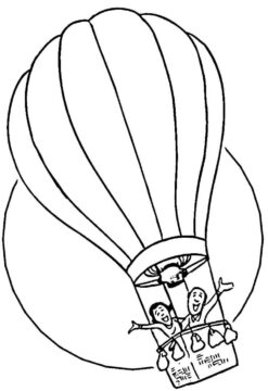 Dibujo de Pareja en Globo Aerosttico para Colorear