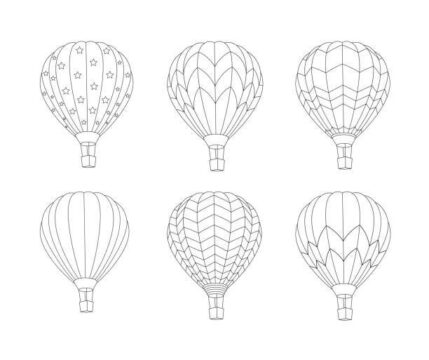 Dibujo de Seis Globos Aerostticos para Colorear