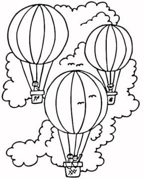 Dibujo de Tres Globos Aerostticos 1 para Colorear