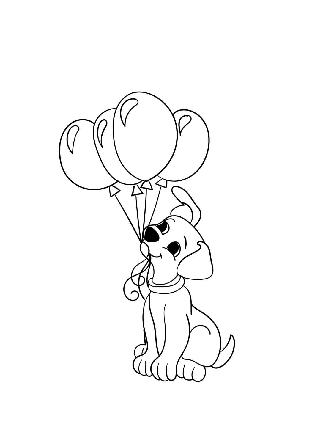 Dibujo de Cachorro con Globos 1 para Colorear