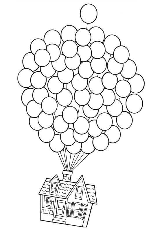 Dibujo de Casa de Globos en Up para Colorear