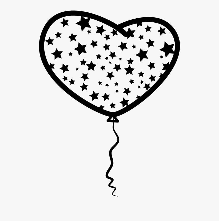 Dibujo de Globo de Corazn Lindo para Colorear