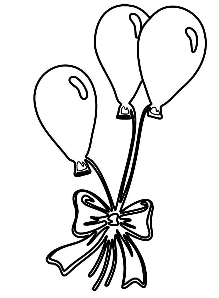 Dibujo de Globos con Lazo para Colorear