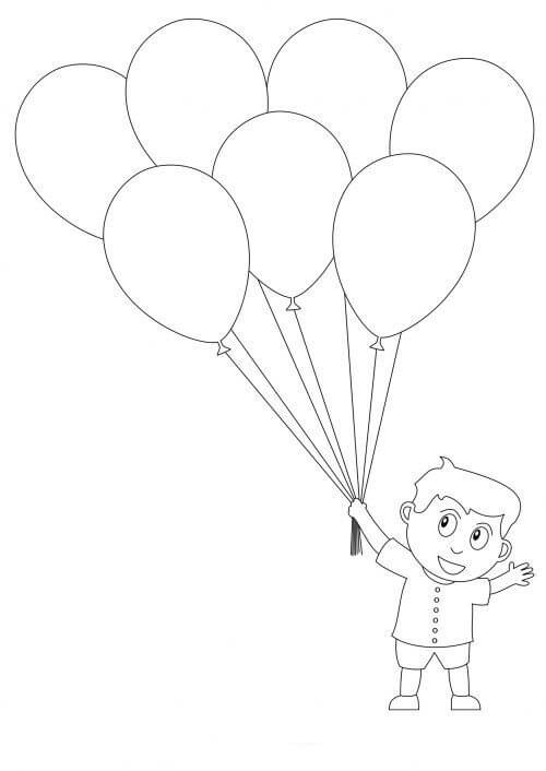 Dibujo de Nio con Globo para Colorear