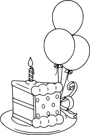 Dibujo de Pastel de Cumpleaos con Globo para Colorear