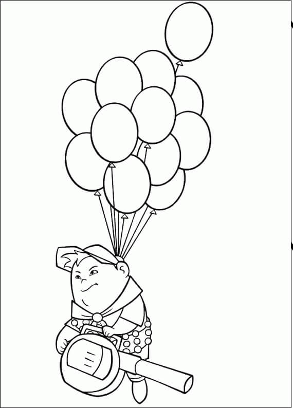 Dibujo de Russell Volando en Globo para Colorear