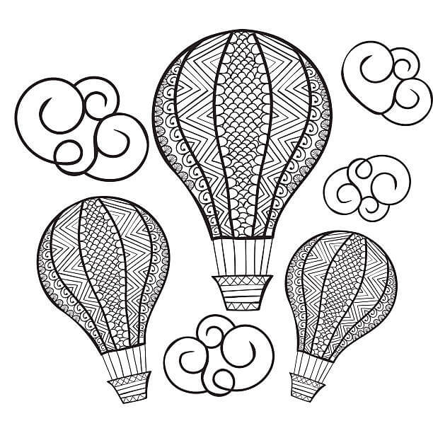 Dibujo de Tres Globos Aerostticos para Colorear