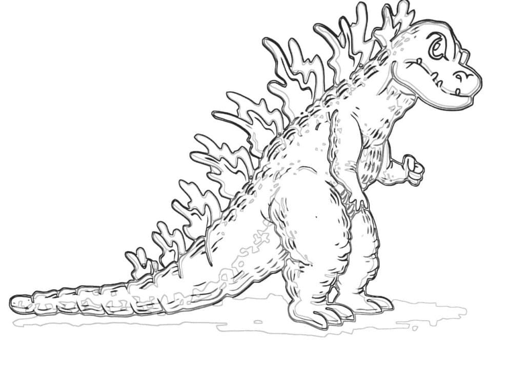 Dibujo de Animados Godzilla Enojado para Colorear