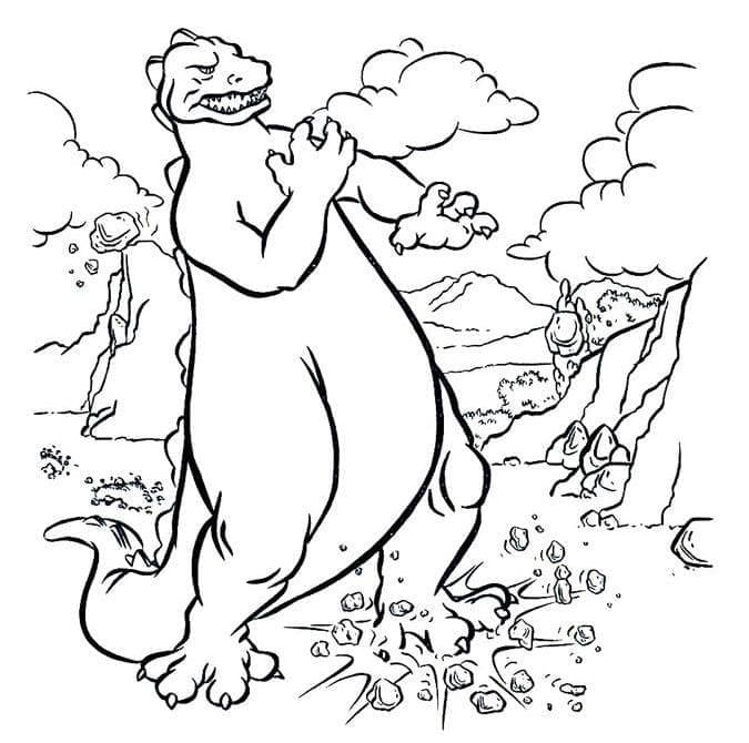 Dibujo de Divertido Ataque de Godzilla para Colorear