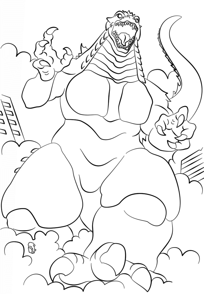 Dibujo de Godzilla Atacando para Colorear