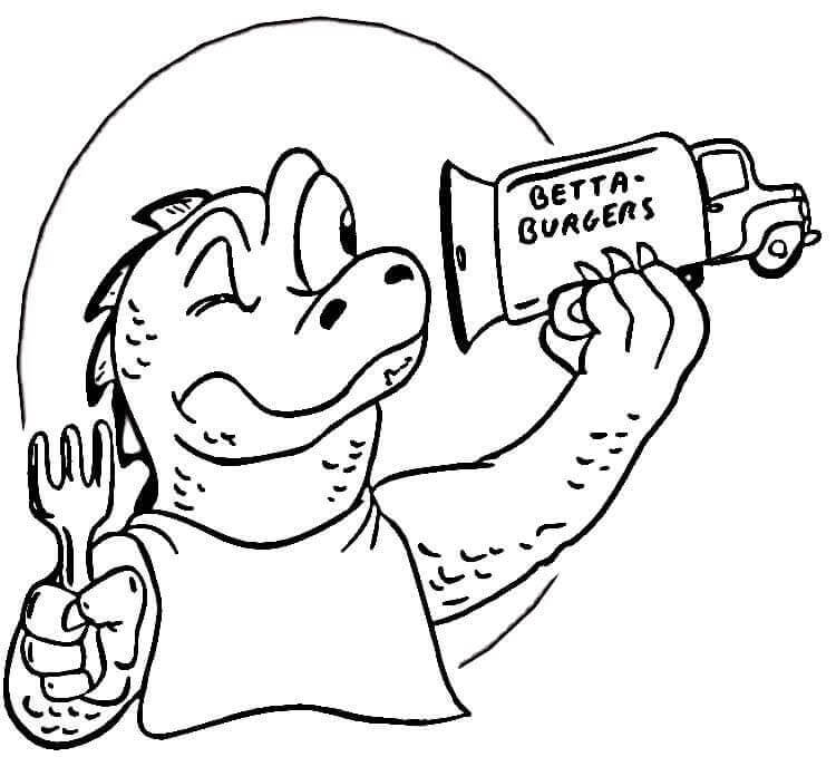 Dibujo de Godzilla Buscando Comida para Colorear
