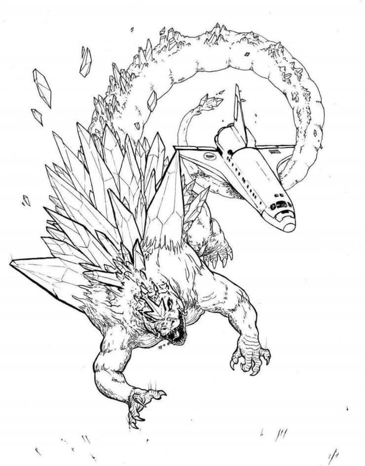 Dibujo de Godzilla Desde el Espacio para Colorear